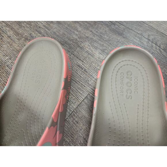 Crocs Platform Retro Resort Slide In Mushroom/multi Sandals Brown Pink Size 8 - Picture 4 of 10